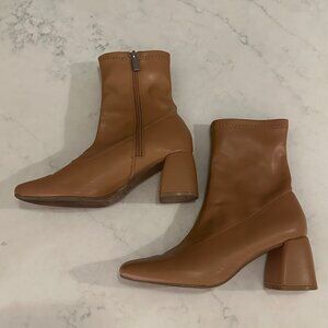 Tall Tan Heeled Booties - Size 7.5